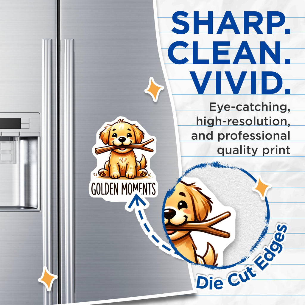 (2 Pack) Golden Retriever Magnets - Puppy with Stick - Cute Dog Magnet - 5" On Longest Side - Premium Magnet - for Cars, Refrigerators, Toolboxes, Lockers - Made in USA - MAG14784