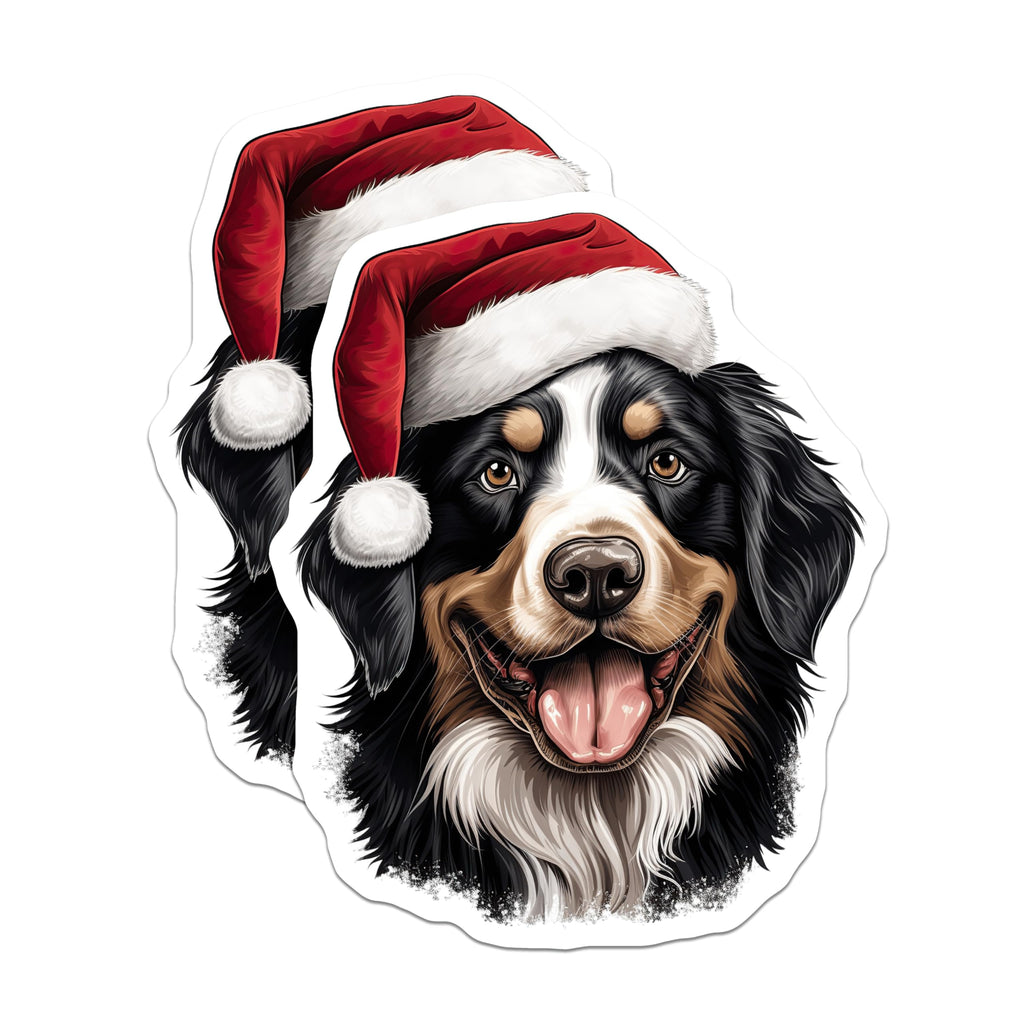 (2 Pack) Bernese Mountain Dog Magnets - Christmas Dog Decor - Santa Hat Animal Theme - 5 Inches On Longest Side - Thick Durable Magnet - Made in USA - MAG28387