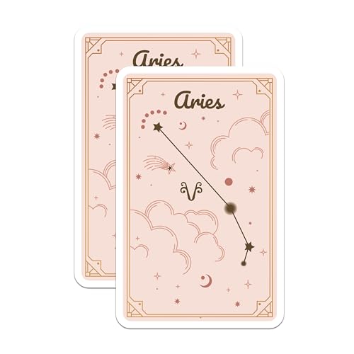 (2 Pack) Aries Star Sign Stickers - Zodiac Astrology - Constellation Art - 5" On Longest Side - Sticks to Smooth Flat Surfaces - Made in USA - BMCS9620
