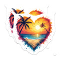 (2 Pack) Tropical Beach Sunset Heart Magnets - Palm Tree Ocean Scenery - Romantic Summer Vacation Refrigerator Art - 5 Inches On Longest Side - Thick Durable Magnet - Made in USA - MAG23843