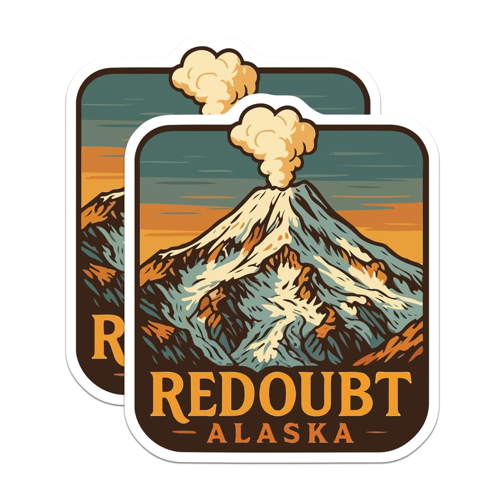 (2 Pack) Redoubt Volcano Magnets - Alaska Travel Souvenir - Erupting Mountain Art Decor - 5 Inches On Longest Side - Thick Durable Magnet - Made in USA - MAG19667