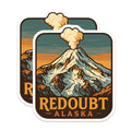 (2 Pack) Redoubt Volcano Magnets - Alaska Travel Souvenir - Erupting Mountain Art Decor - 5 Inches On Longest Side - Thick Durable Magnet - Made in USA - MAG19667