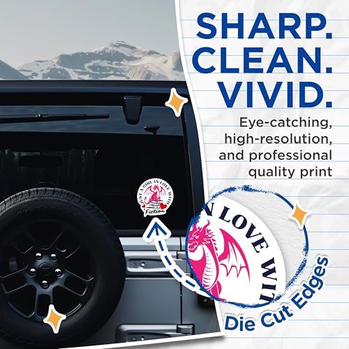 (2 Packs) Just A Girl in Love with Fiction Stickers - Book Reader Love to Read Decals - 5 Inches On Longest Side - Premium Vinyl Decal - Sticks to Any Smooth Flat Surface - Made in USA - BMCS2300