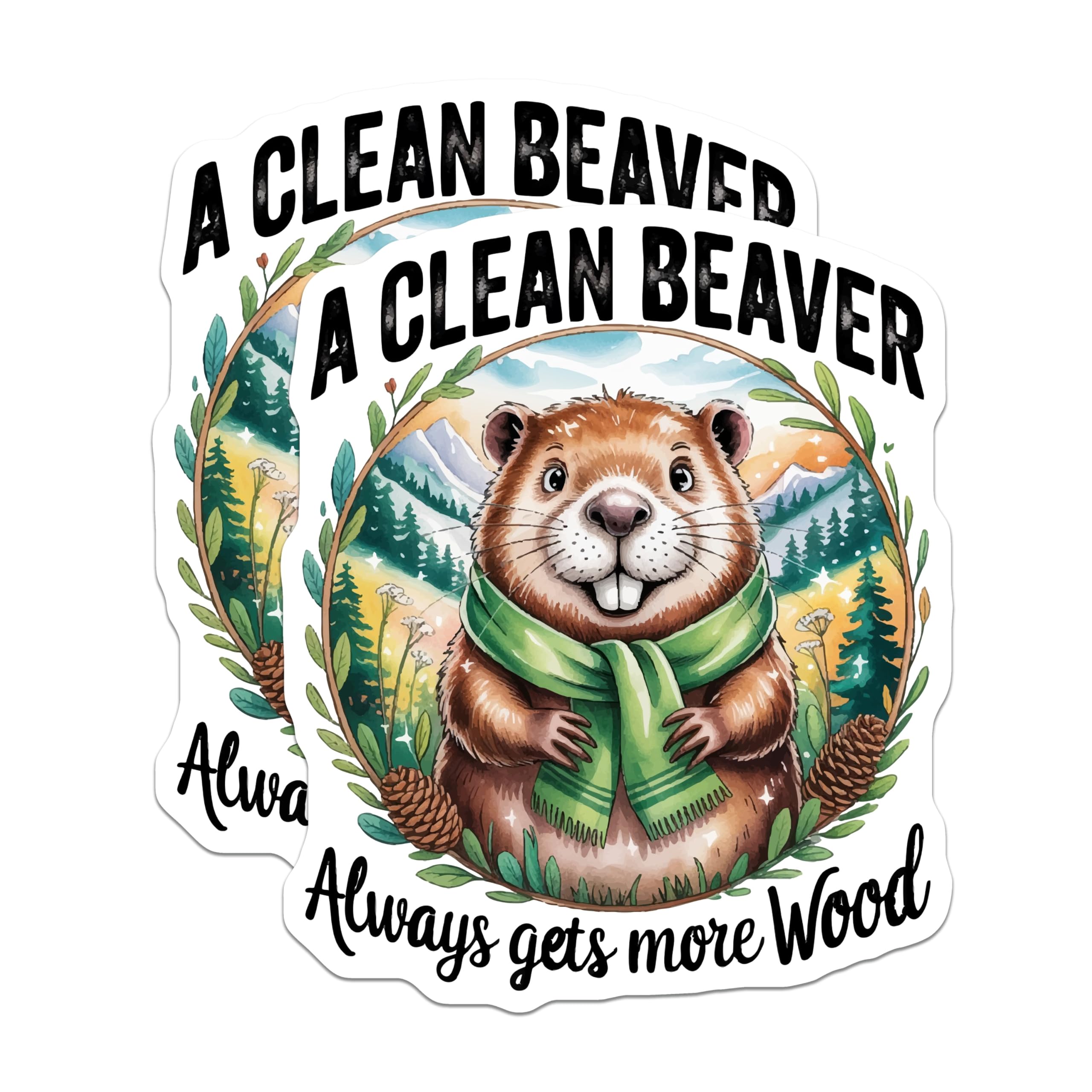 (2 Pack) Clean Beaver Magnets - Always Gets More Wood - Funny Animal Humor - Quirky Kitchen Decor - Refrigerator Accessory - 5 Inches On Longest Side - Thick Durable Magnet - Made in USA - MAG22233