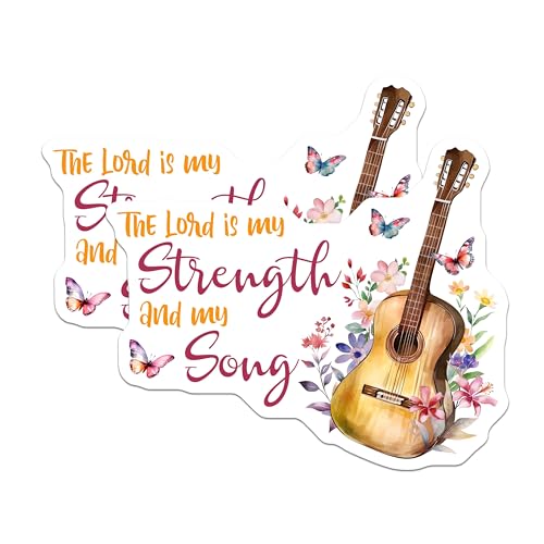 (2 Pack) The Lord is My Strength Magnets Magnets - Inspirational Quotes - Floral Butterfly Design - 5" On Longest Side - Made in USA - Sticks to Refrigerators & Metal Surfaces - MAG8568