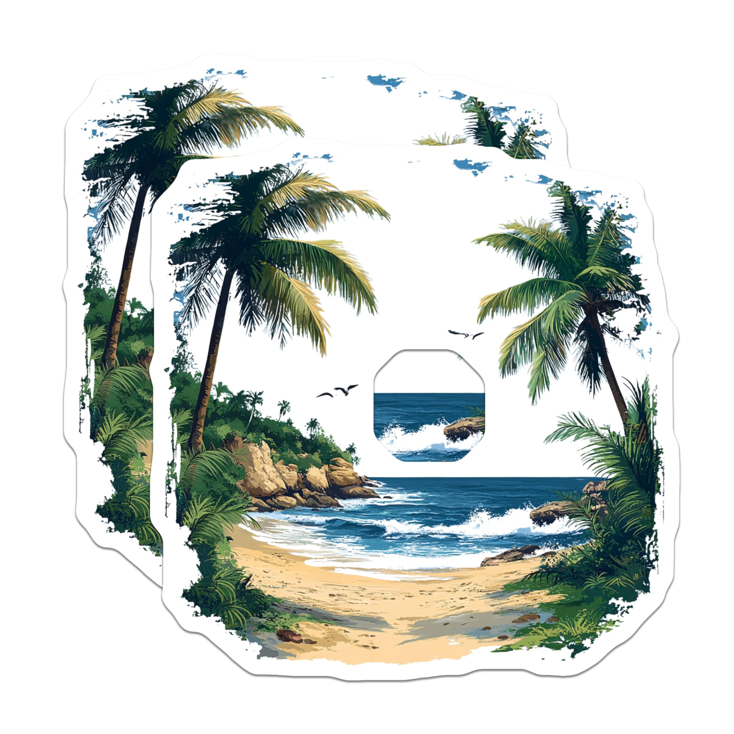(2 Pack) Tropical Beach Magnets - Summer Ocean Scene - Coastal Home Decor - 5 Inches On Longest Side - Thick Durable Magnet - Made in USA - MAG25010