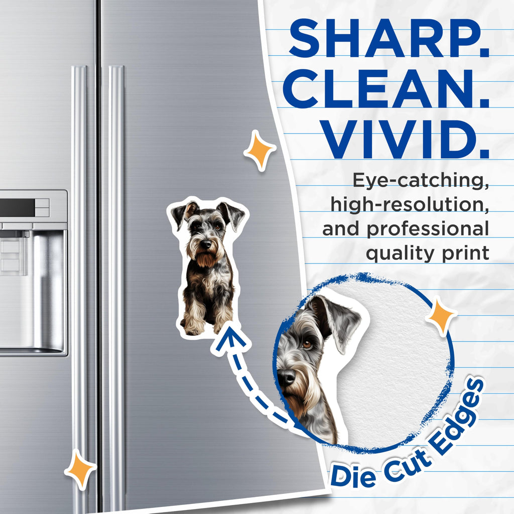 (2 Pack) Realistic Schnauzer Magnets - Dog Lover Decor - Pet Parent Home Accent - 5 Inches On Longest Side - Thick Durable Magnet - Made in USA - MAG29830