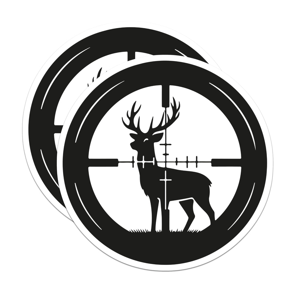 (2 Pack) Deer Hunter Magnets - Crosshairs Buck Design - Outdoorsman Decor - Refrigerator Vehicle Accessory - 5 Inches On Longest Side - Thick Durable Magnet - Made in USA - MAG21401
