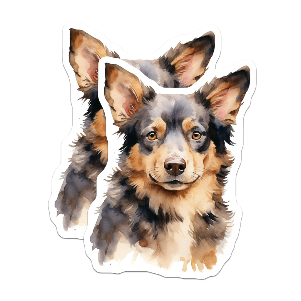 (2 Pack) Australian Shepherd Magnets - Watercolor Dog Art - Pet Lover Home Decor - Collie Mix Animal Fridge Accent - 5 Inches On Longest Side - Thick Durable Magnet - Made in USA - MAG24334