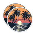 (2 Pack) Tropical Sunset Beach Magnets - Palm Tree Ocean Scene Art - Summer Vacation Refrigerator Decor Aesthetic - 5 Inches On Longest Side - Thick Durable Magnet - Made in USA - MAG39592