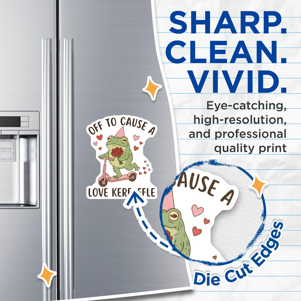 (2 Pack) Frog On Scooter Magnets - Love Kerfuffle Meme - Cute Froggy Gift - 5" On Longest Side - Premium Magnet - for Cars, Refrigerators, Toolboxes, Lockers - Made in USA - MAG16838