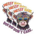 (3 Pack) Messy Hair Highland Cow Decals - Funny Animal - Laptop Decal - 3 Inches On Longest Side - Easy Peel & Apply - Made in USA - 3MCS0910