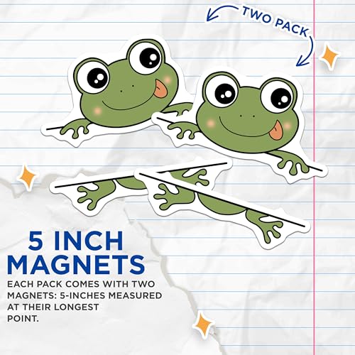 (2 Pack) Cute Frog Magnets - Adorable Animal - Fun Home Decor - 5" On Longest Side - for Cars, Fridges, Toolboxes - Made in USA - MAG6642