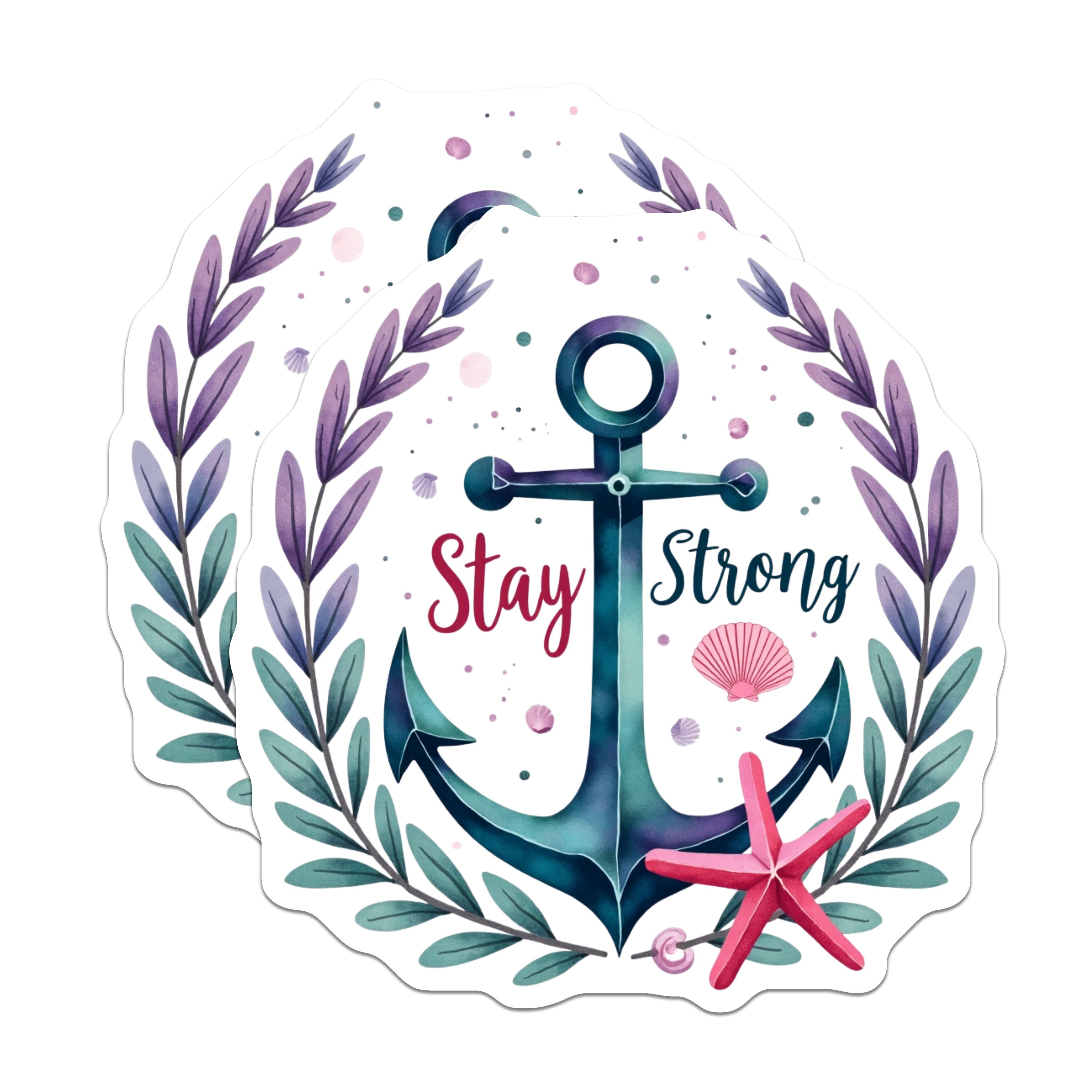 (2 Pack) Stay Strong Anchor Magnets - Nautical Decor - Inspirational Saying - Coastal Kitchen Decor - Ocean Lover Magnet Set - 5 Inches On Longest Side - Thick Durable Magnet - Made in USA - MAG38149