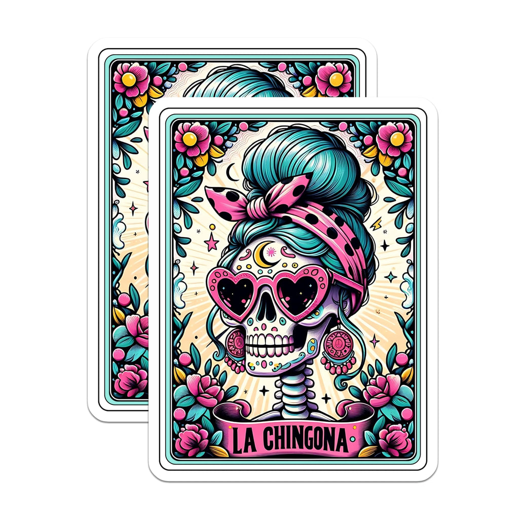 (2 Pack) La Chingona Sugar Skull Magnets - Dia De Los Muertos Art - Latina Power Sassy Kitchen Decor - 5 Inches On Longest Side - Thick Durable Magnet - Made in USA - MAG28958