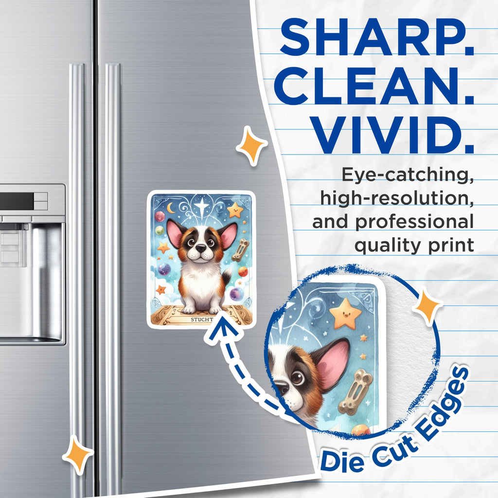 (2 Pack) Whimsical Corgi Puppy Magnets - Dreamy Celestial Dog Refrigerator Decor - Cute Starry Night Kitchen Art - 5 Inches On Longest Side - Thick Durable Magnet - Made in USA - MAG21616