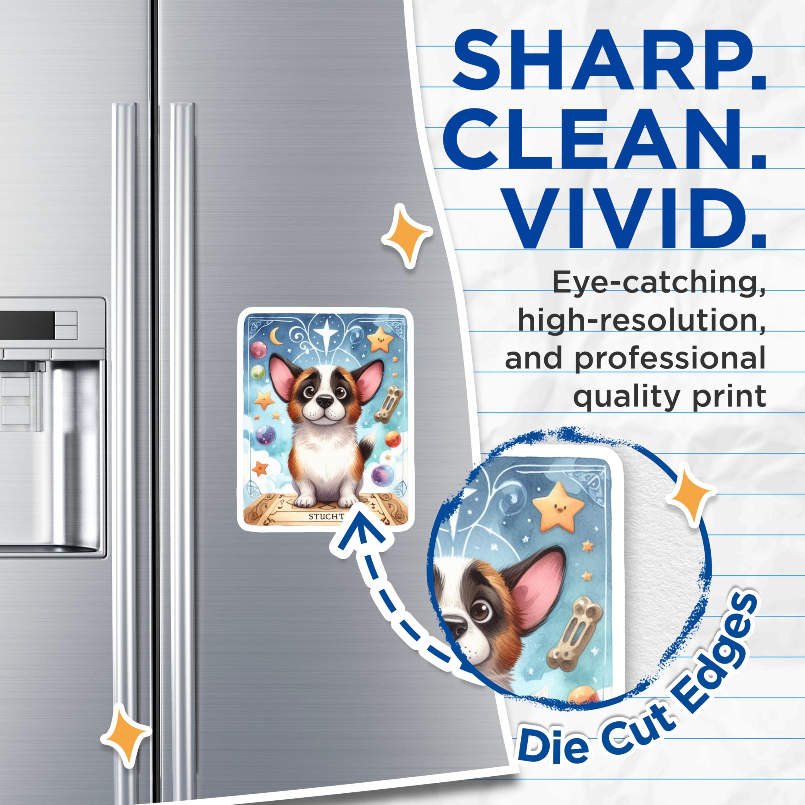 (2 Pack) Whimsical Corgi Puppy Magnets - Dreamy Celestial Dog Refrigerator Decor - Cute Starry Night Kitchen Art - 5 Inches On Longest Side - Thick Durable Magnet - Made in USA - MAG21616