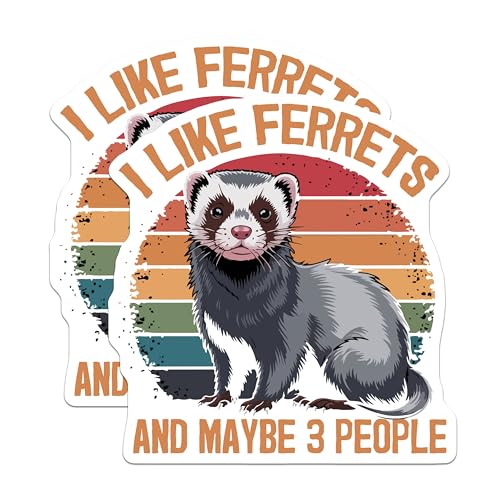(2 Pack) Funny Ferret Stickers - Animal Lover - Cute Pet Stickers - 5" On Longest Side - Sticks to Smooth Flat Surfaces - Made in USA - BMCS6057