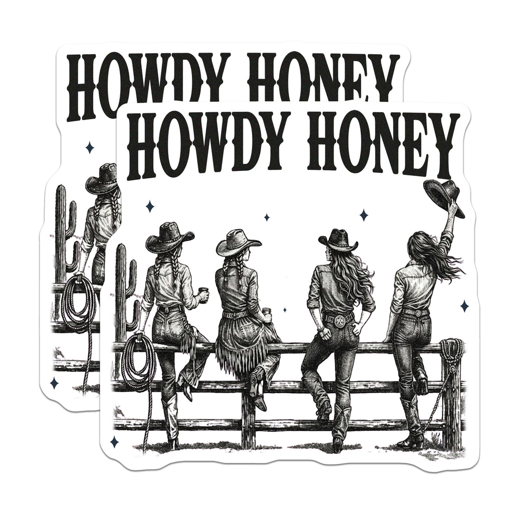 (2 Pack) Howdy Honey Cowgirl Magnets - Western Aesthetic Decor - Country Bachelorette Party Favors - 5 Inches On Longest Side - Thick Durable Magnet - Made in USA - MAG38934
