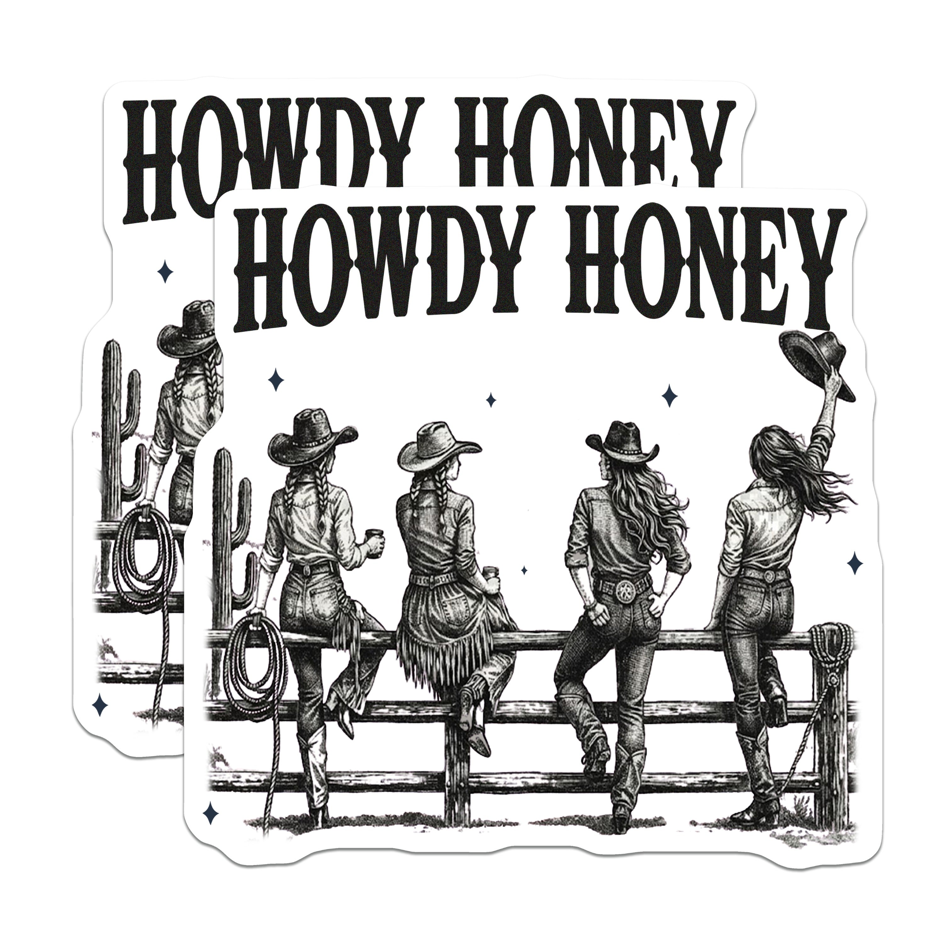 (2 Pack) Howdy Honey Cowgirl Magnets - Western Aesthetic Decor - Country Bachelorette Party Favors - 5 Inches On Longest Side - Thick Durable Magnet - Made in USA - MAG38934