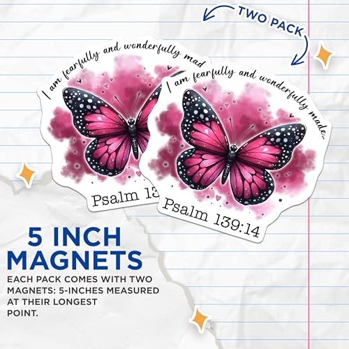 (2 Pack) Psalm 139:14 Magnet - Inspirational Decor - Motivational Quote - 5" On Longest Side - Sticks to Smooth Flat Surfaces - Made in USA - MAG9734