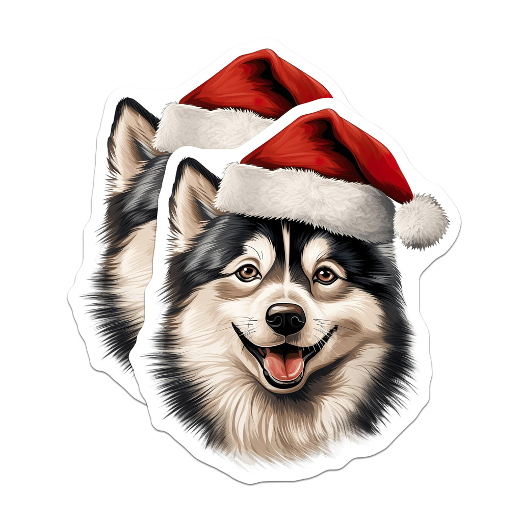 (2 Pack) Siberian Husky Magnets - Christmas Santa Dog Holiday Decor - Festive Pet Animal Refrigerator Locker Accents - 5 Inches On Longest Side - Thick Durable Magnet - Made in USA - MAG24176