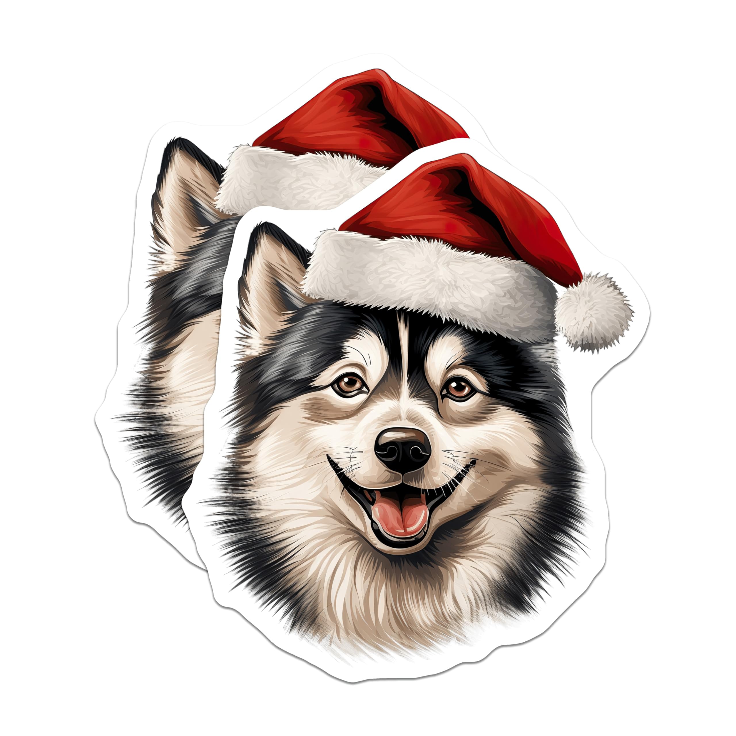 (2 Pack) Siberian Husky Magnets - Christmas Santa Dog Holiday Decor - Festive Pet Animal Refrigerator Locker Accents - 5 Inches On Longest Side - Thick Durable Magnet - Made in USA - MAG24176