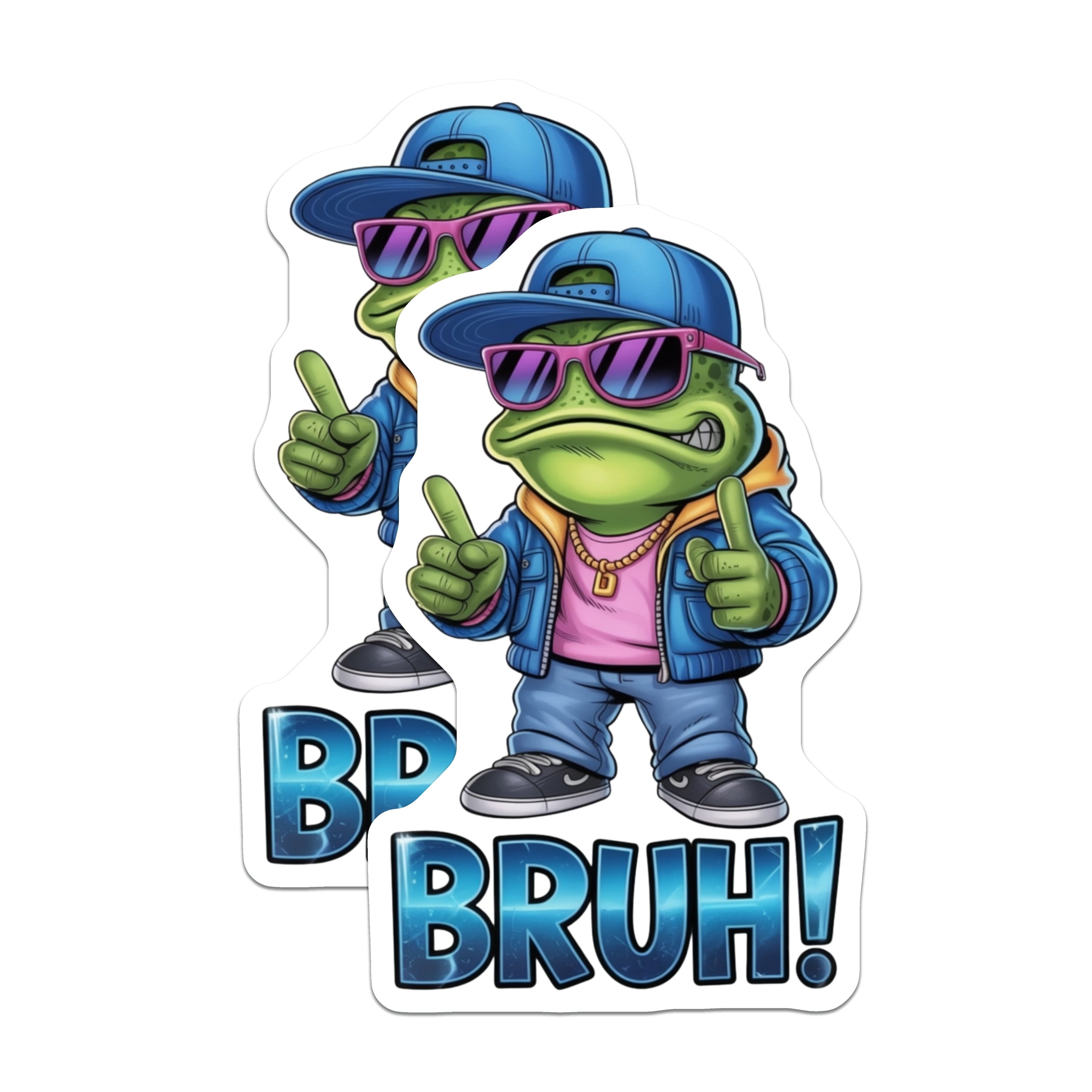 (2 Pack) Bruh Frog Magnets - Funny Meme Decor - Gen Z Sarcastic Refrigerator Locker Office Accessory - 5 Inches On Longest Side - Thick Durable Magnet - Made in USA - MAG36967