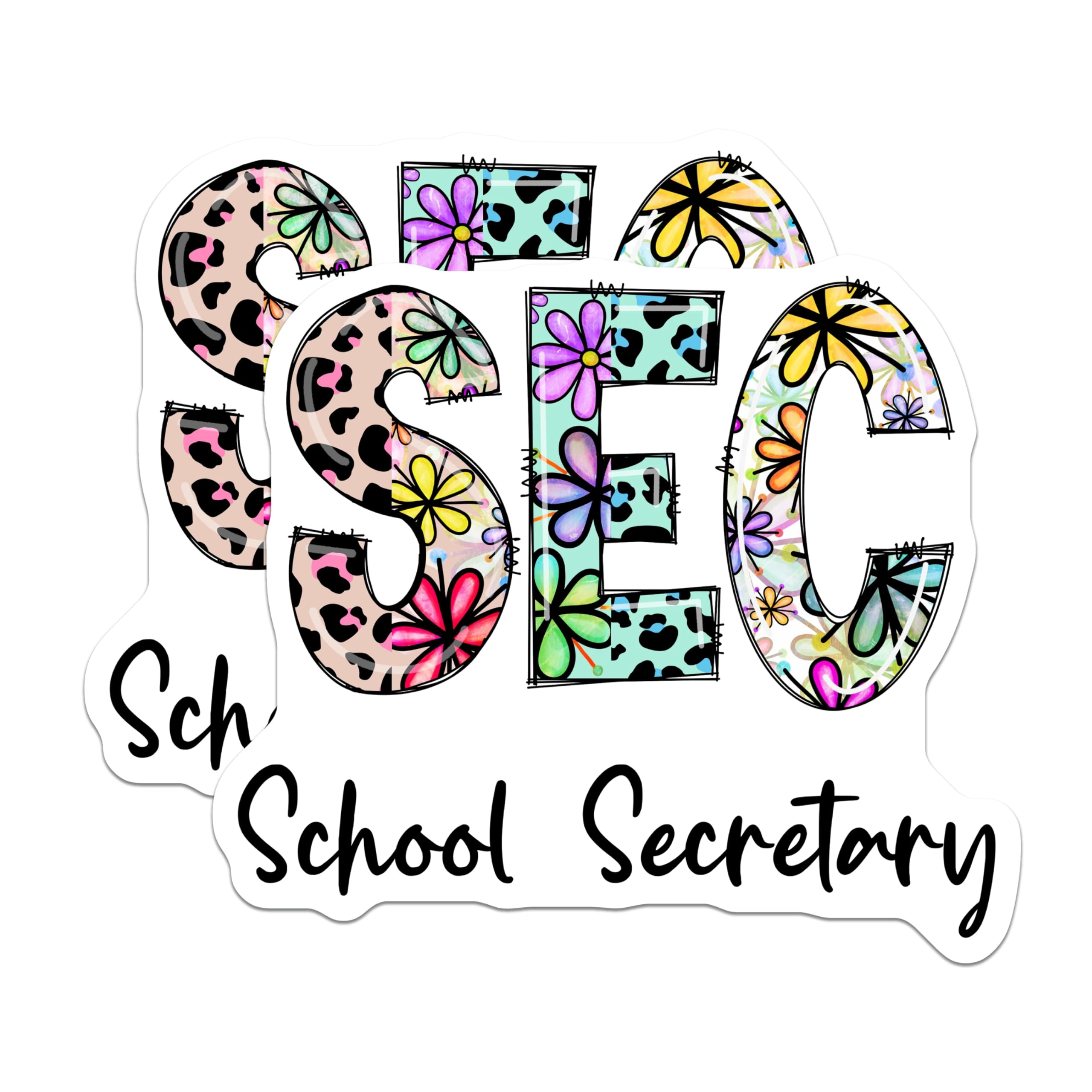 (2 Pack) School Secretary Magnets - Floral Print - Teacher Appreciation Magnet - 5" On Longest Side - Premium Magnet - for Cars, Refrigerators, Toolboxes, Lockers - Made in USA - MAG16182