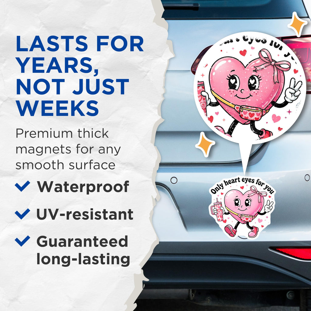 (2 Pack) Heart Eyes Magnets - Valentines Magnet - Kawaii Magnet - 5" On Longest Side - Premium Magnet - for Cars, Refrigerators, Toolboxes, Lockers - Made in USA - MAG15429