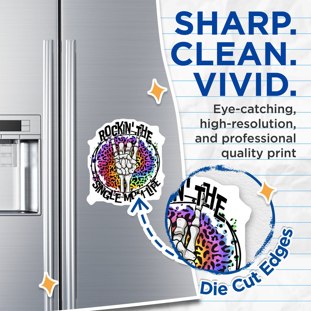 (2 Pack) Single Mom Life Magnets - Rocker Mother Parent Refrigerator Decor - Empowered Feminist Attitude - 5 Inches On Longest Side - Thick Durable Magnet - Made in USA - MAG36366
