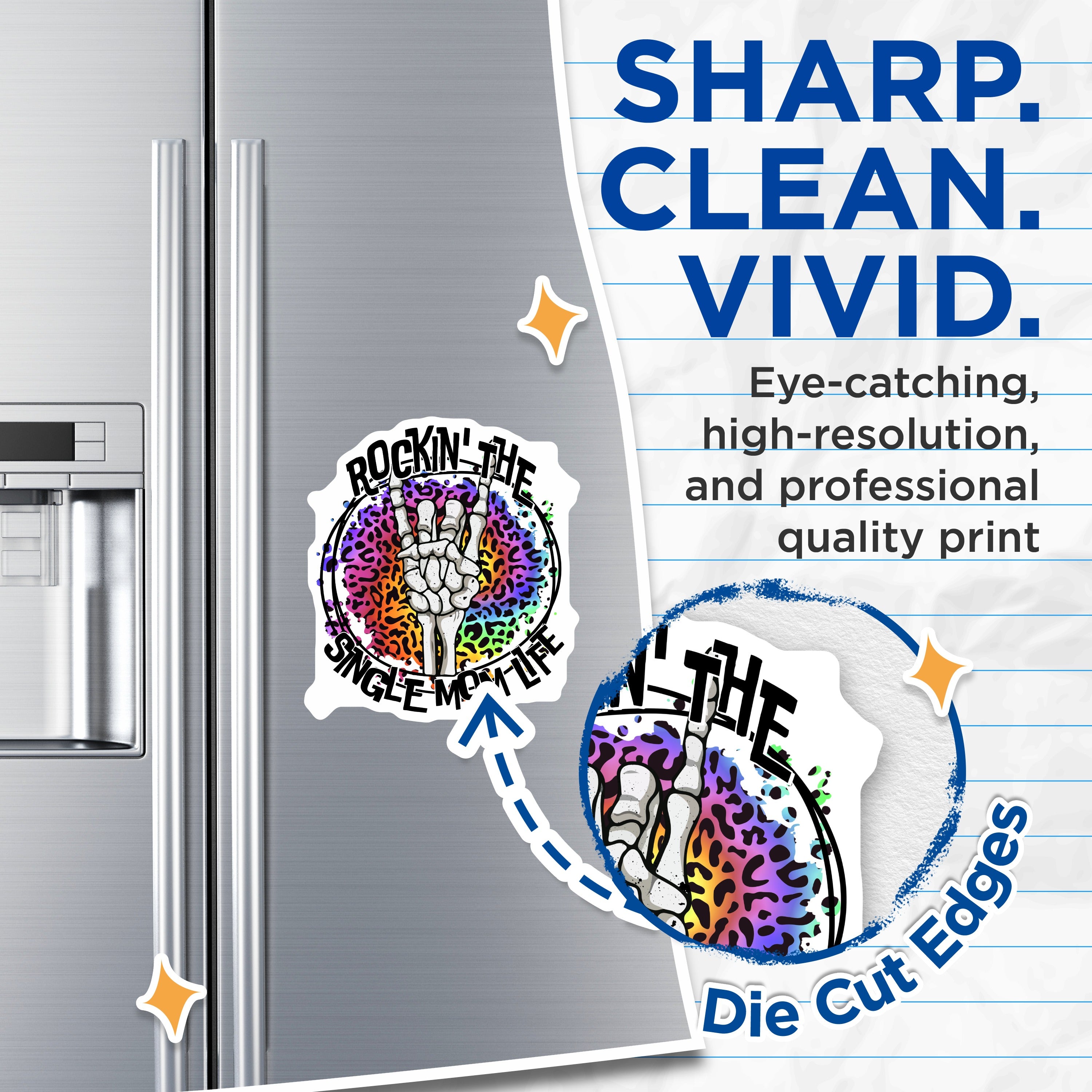 (2 Pack) Single Mom Life Magnets - Rocker Mother Parent Refrigerator Decor - Empowered Feminist Attitude - 5 Inches On Longest Side - Thick Durable Magnet - Made in USA - MAG36366