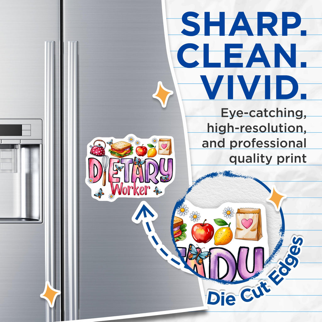 (2 Pack) Dietary Worker Magnets - Food Service Appreciation - Healthcare Kitchen Staff - Nutrition Professional - 5 Inches On Longest Side - Thick Durable Magnet - Made in USA - MAG28843