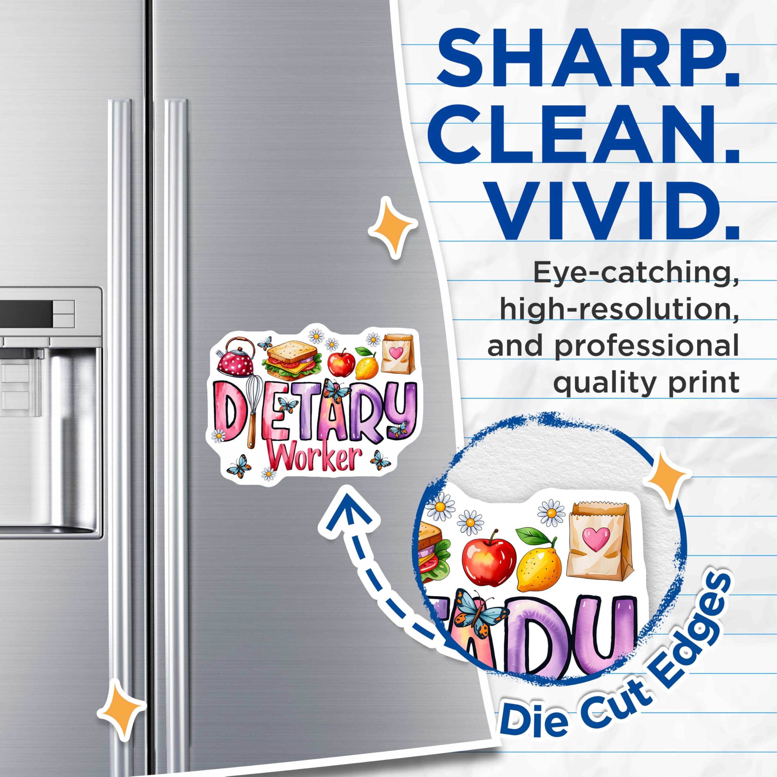 (2 Pack) Dietary Worker Magnets - Food Service Appreciation - Healthcare Kitchen Staff - Nutrition Professional - 5 Inches On Longest Side - Thick Durable Magnet - Made in USA - MAG28843