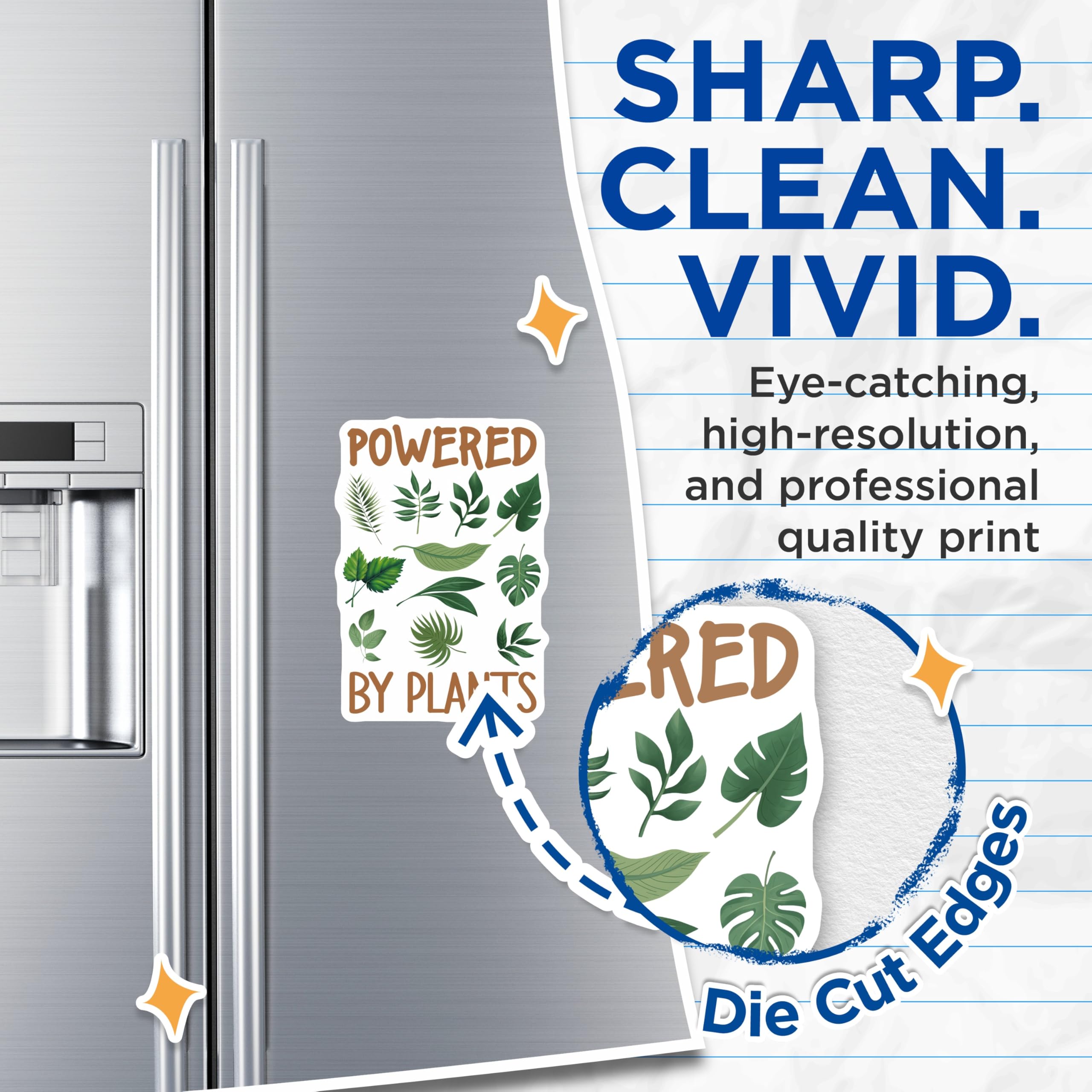 (2 Pack) Powered by Plants Magnets - Plant Lover Decor - Vegan Fridge Decor - 5" On Longest Side - Premium Magnet - for Cars, Refrigerators, Toolboxes, Lockers - Made in USA - MAG17468