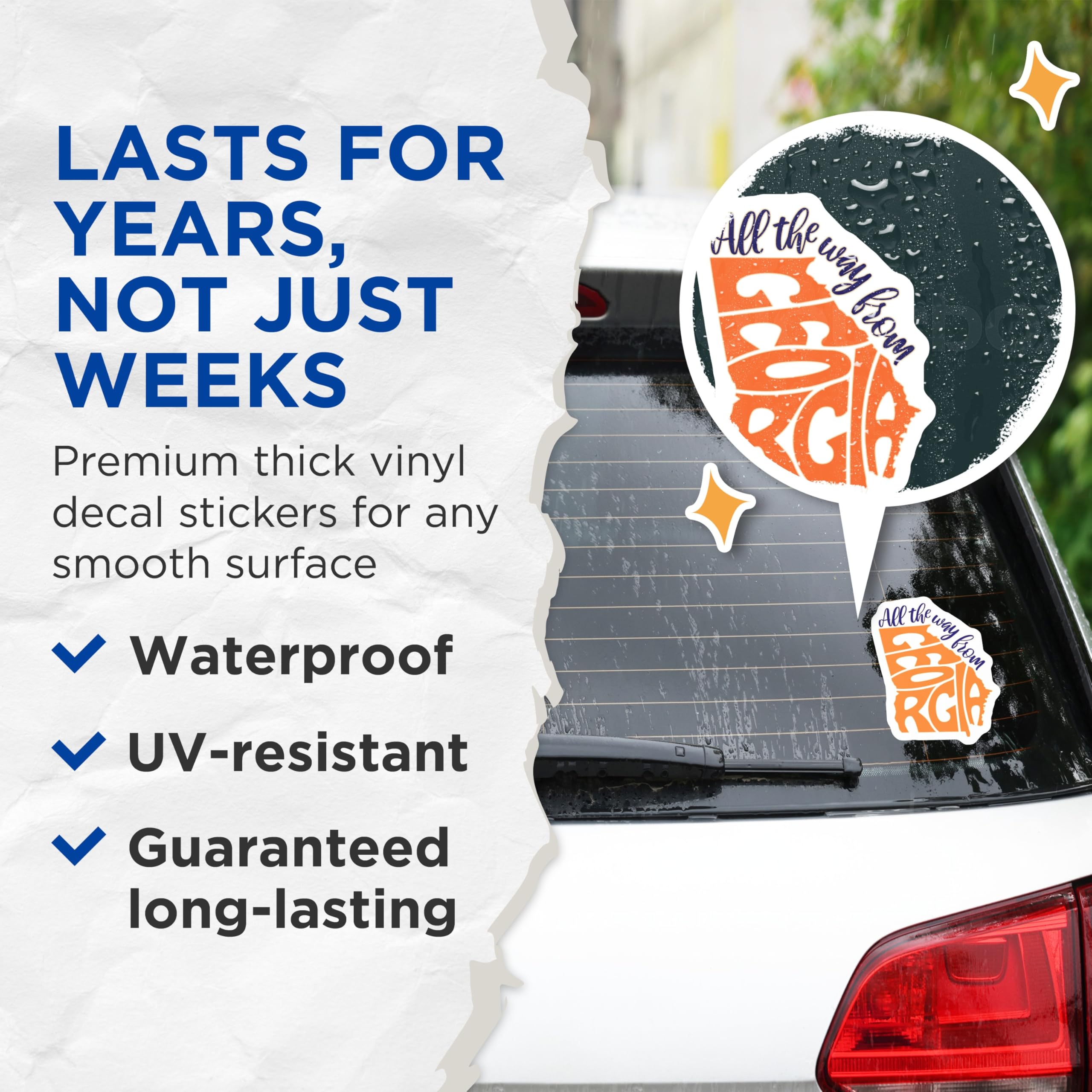 (2 Pack) Georgia Stickers - All The Way from Georgia - State Pride Stickers - 5" On Longest Side - Sticks to Smooth Flat Surfaces - Made in USA - BMCS17543