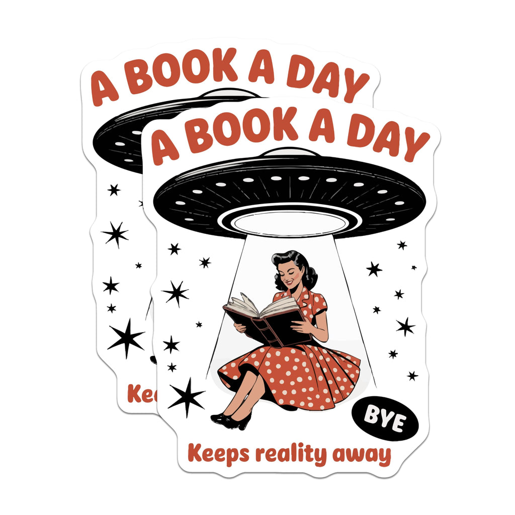 (2 Pack) Bookish Reader Magnets - Funny UFO Abduction Literary Art - Vintage Sarcastic Book Worm Magnets - 5 Inches On Longest Side - Thick Durable Magnet - Made in USA - MAG22088