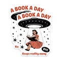 (2 Pack) Bookish Reader Magnets - Funny UFO Abduction Literary Art - Vintage Sarcastic Book Worm Magnets - 5 Inches On Longest Side - Thick Durable Magnet - Made in USA - MAG22088
