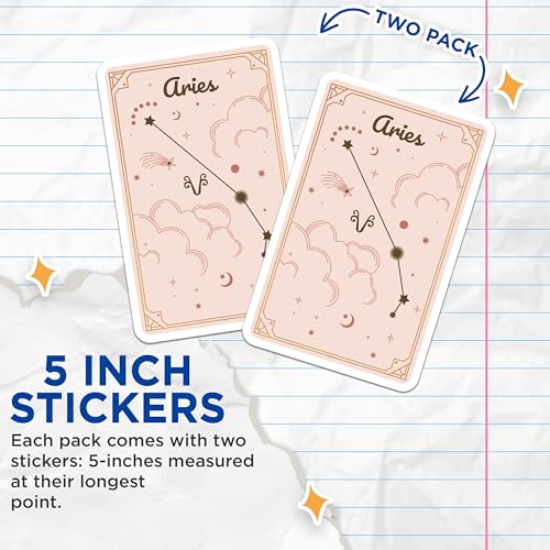 (2 Pack) Aries Star Sign Stickers - Zodiac Astrology - Constellation Art - 5" On Longest Side - Sticks to Smooth Flat Surfaces - Made in USA - BMCS9620