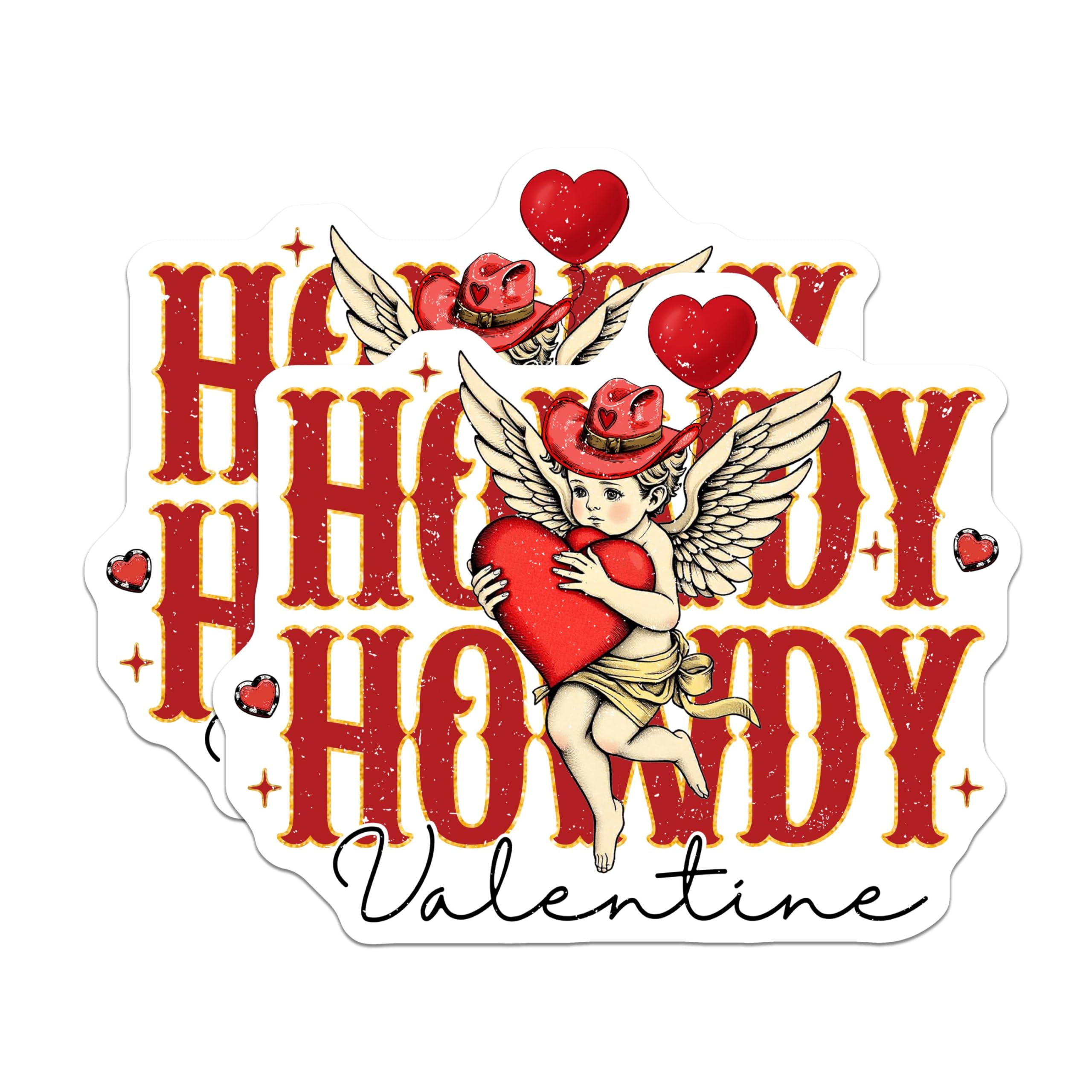(2 Pack) Howdy Valentine Magnets - Cute Valentine Angel Magnets - Romantic Theme Heart Magnets - 5" On Longest Side - for Cars, Refrigerators, Toolboxes, Lockers - Made in USA BMCS3495