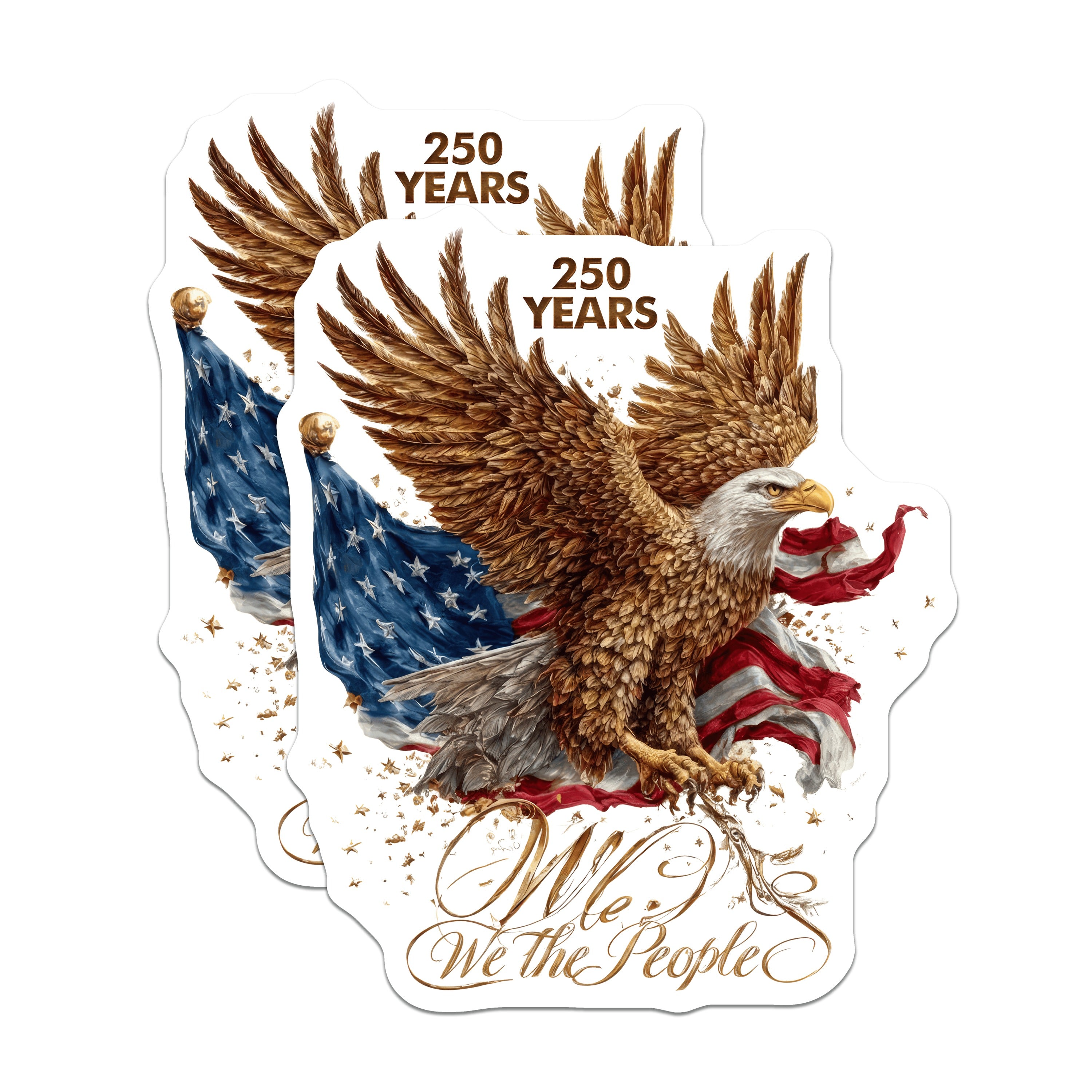 (2 Pack) American Patriot Magnets - We the People Constitution - Bald Eagle Freedom - 250 Years Commemorative - 5 Inches On Longest Side - Thick Durable Magnet - Made in USA - MAG37018