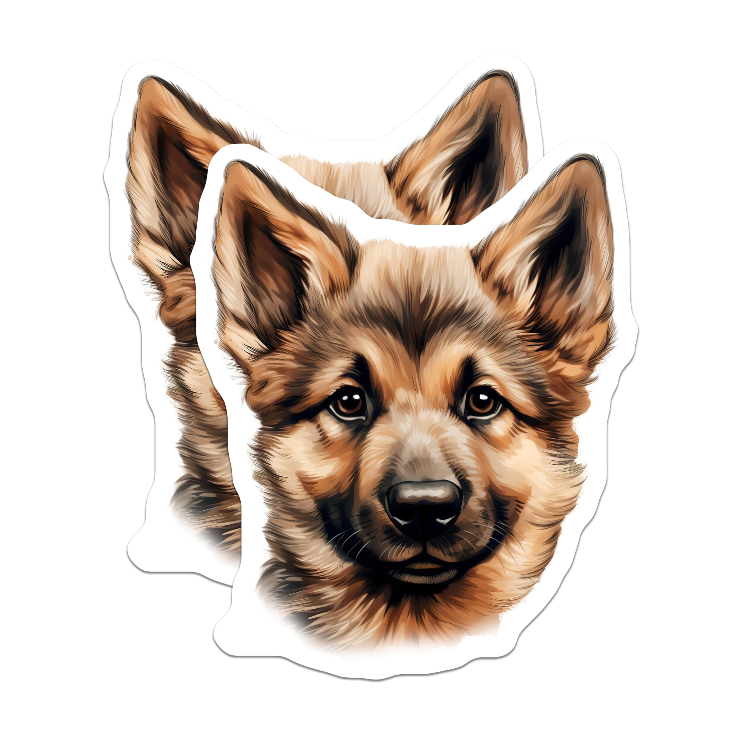 (2 Pack) German Shepherd Puppy Magnets - Adorable Dog Lover Decor - Pet Parent Kitchen Appliance - 5 Inches On Longest Side - Thick Durable Magnet - Made in USA - MAG29922