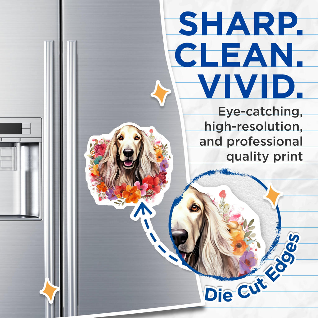 (2 Pack) Happy Spaniel Dog Magnets - Vibrant Floral Pet Decor - Dog Mom Refrigerator Accessory for Pet Owners - 5 Inches On Longest Side - Thick Durable Magnet - Made in USA - MAG25418