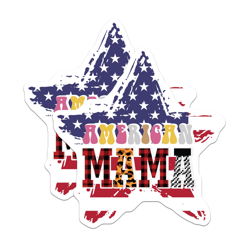 (2 Pack) American Mama Magnets - Patriotic Mom Style - Distressed Flag Decor - Country Western Mama - 5 Inches On Longest Side - Thick Durable Magnet - Made in USA - MAG38142