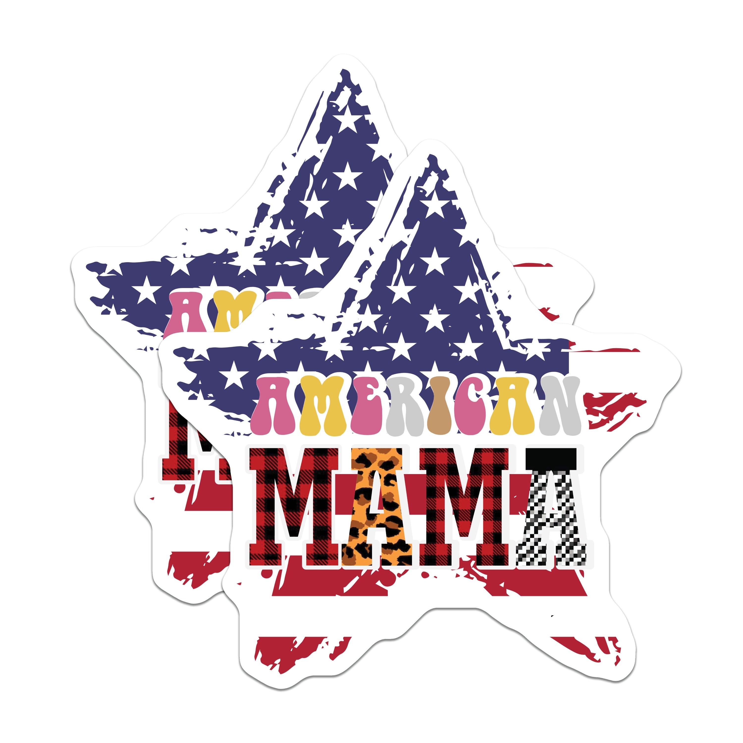 (2 Pack) American Mama Magnets - Patriotic Mom Style - Distressed Flag Decor - Country Western Mama - 5 Inches On Longest Side - Thick Durable Magnet - Made in USA - MAG38142