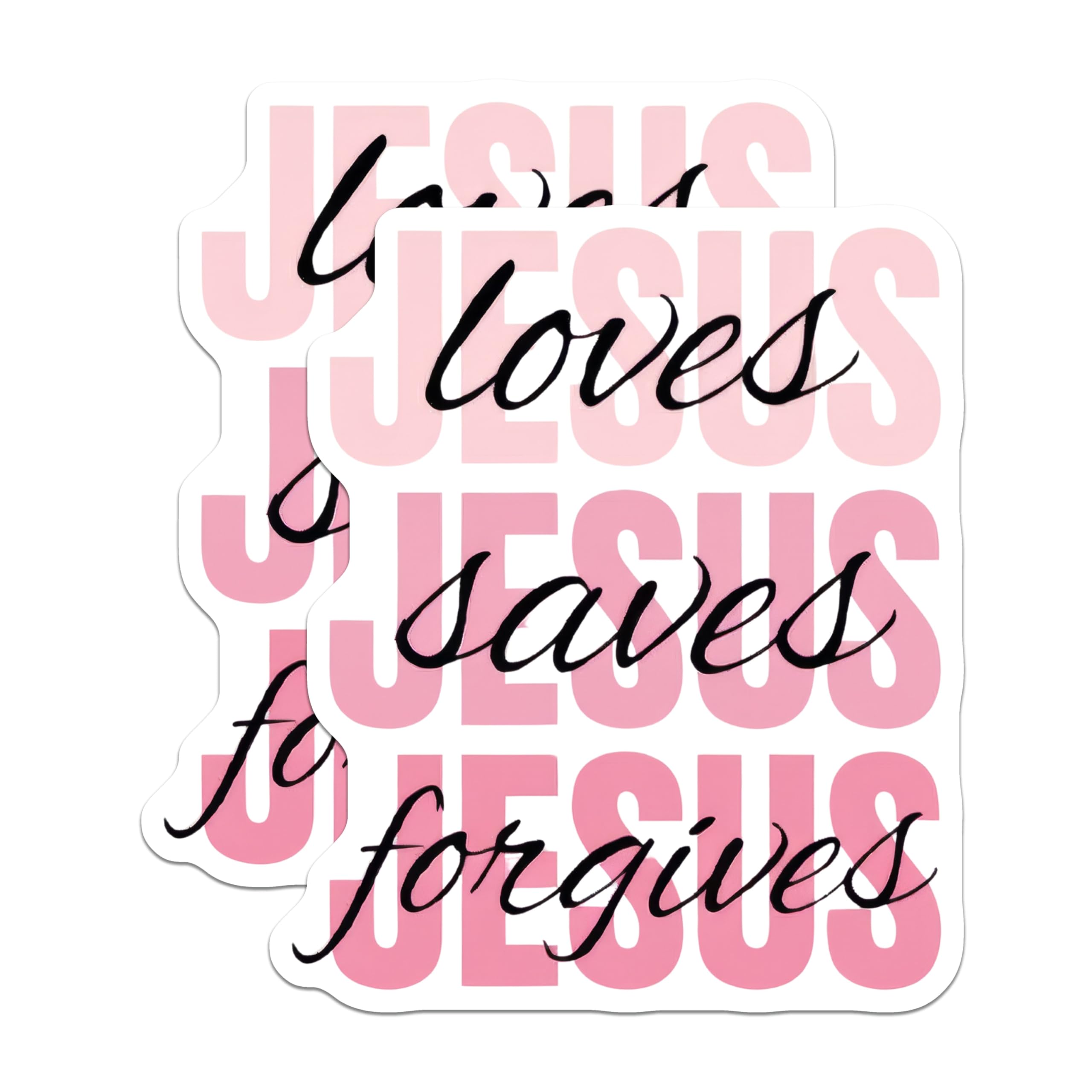 (2 Pack) Jesus Loves Saves Forgives Magnets - Christian Faith Magnet - Religious Kitchen Decor - Inspiring Message - 5 Inches On Longest Side - Thick Durable Magnet - Made in USA - MAG25748