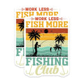 (2 Pack) Work Less Fish More Magnets - Fishing Club - Fisherman Gift - Outdoor Adventures - 5" On Longest Side - for Cars, Fridges, Toolboxes - Made in USA - MAG4569