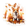(2 Pack) Corgi Autumn Leaves Magnets - Happy Dog Decor - Fall Season Refrigerator Magnets - 5 Inches On Longest Side - Thick Durable Magnet - Made in USA - MAG29959