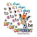 (3 Pack) Autism Awareness Decals - Giraffe Sticker - Its Okay to be Different Decal - 3 Inches On Longest Side - Easy Peel & Apply - Made in USA - 3MCS0057