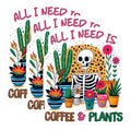 (3 Pack) Coffee Plants Decals - Skeleton Coffee - Plant Lover - Laptop Decal - 3 Inches On Longest Side - Easy Peel & Apply - Made in USA - 3MCS6294